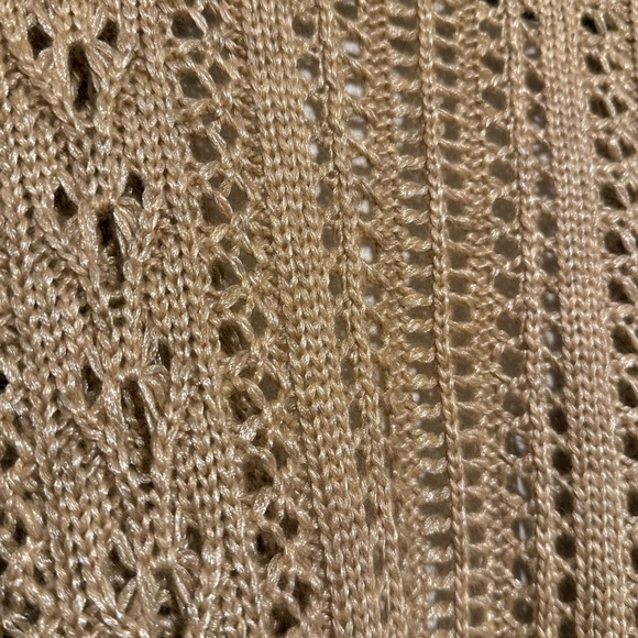 ST JOHN Short sleeve Open Cardigan Knit Champagne Gold size Small - Picture 3 of 5